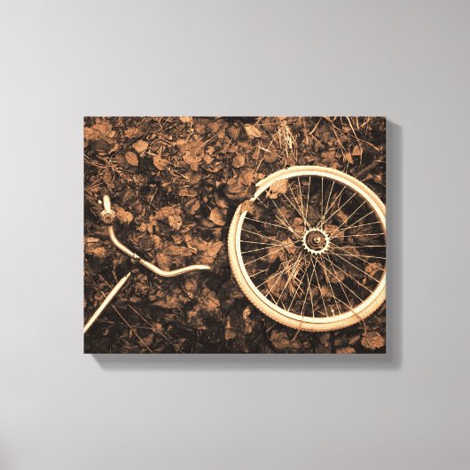 Fietsdelen met herfstbladeren canvas afdruk (Voorkant)
