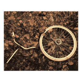 Fietsdelen met herfstbladeren foto afdruk