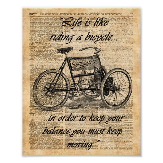  fietsdictionary Art Bicycle Quote Foto Afdruk (Voorkant)