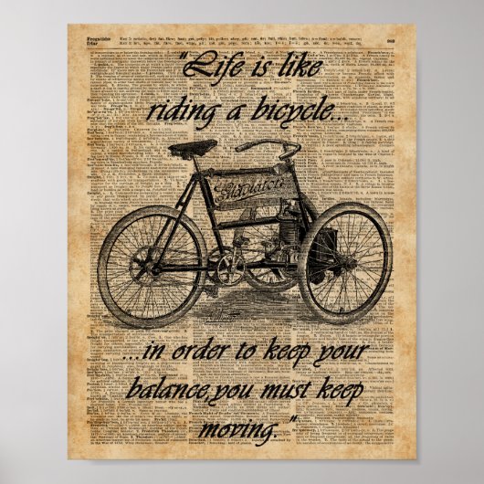  fietsdictionary Art Bicycle Quote Poster (Voorkant)