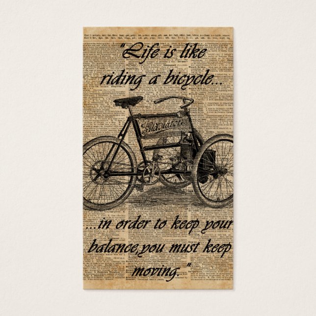  fietsdictionary Art Bicycle Quote Visitekaartje (Voorkant)