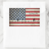 Fietsduur, banden en strips rechthoekige sticker (Tas)