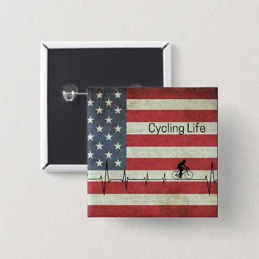 Fietsduur, banden en strips vierkante button 5,1 cm (Voorkant /achterkant)