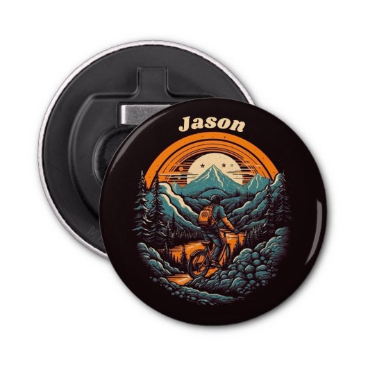 Fietsduur, retro aanpasbaar button flesopener (Voorkant)