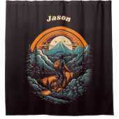 Fietsduur, retro aanpasbaar douchegordijn (Voorkant)