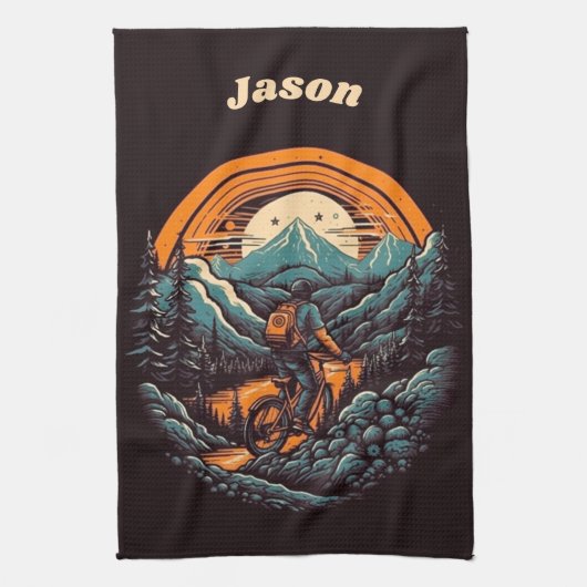 Fietsduur, retro aanpasbaar theedoek (Verticaal)