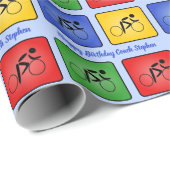 Fietsen aangepaste tekst vier iconen kleurrijk cadeaupapier (Rol Hoek)