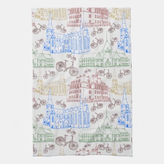 Fietsen Aarhus, keukenhanddoek (Verticaal)