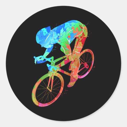 Fietsen Abstracte Ride Fietser Fietser Atleet Ronde Sticker (Voorkant)