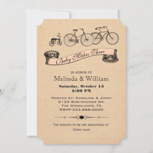  fietsen Baby shower Uitnodiging 2 (Voorkant)