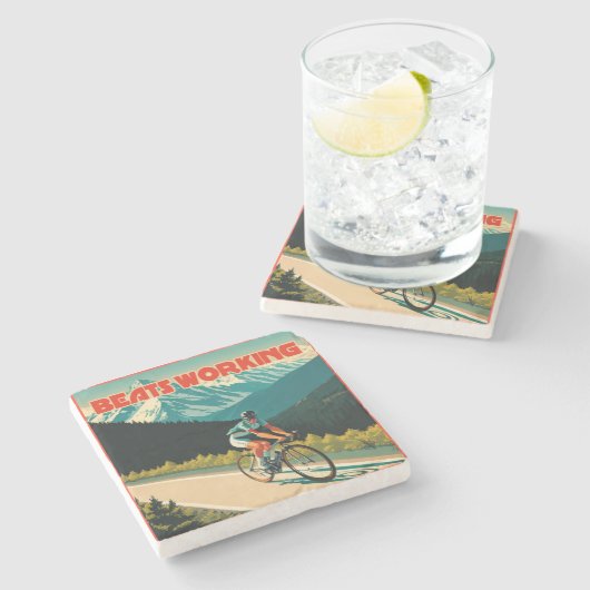 Fietsen Beats Werken Stenen Onderzetter (Zijkant)