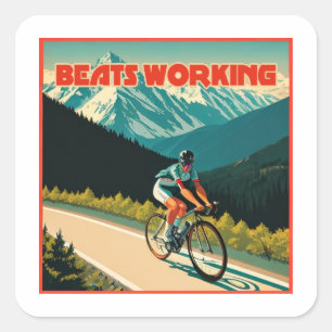 Fietsen Beats Werken Vierkante Sticker