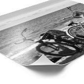 Fietsen bij de zee foto afdruk (Hoek)
