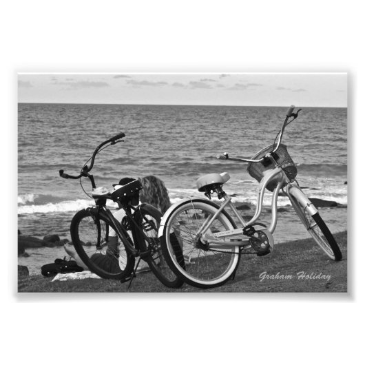 Fietsen bij de zee foto afdruk (Voorkant)