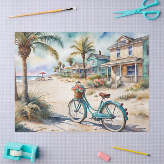 Fietsen bij het strand tissuepapier (Craft)