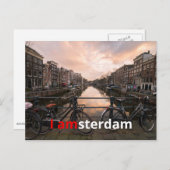 Fietsen bij zonsondergang in Amsterdam Briefkaart (Voorkant / Achterkant)