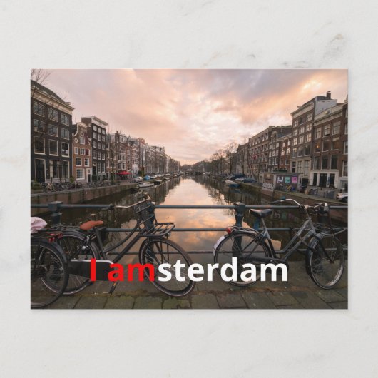 Fietsen bij zonsondergang in Amsterdam Briefkaart (Voorkant)