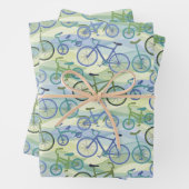 Fietsen Blauw Groen Inpakpapier Vel (In situ)