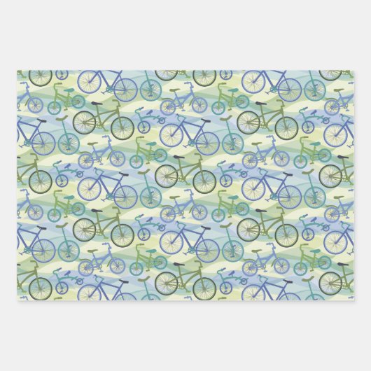 Fietsen Blauw Groen Inpakpapier Vel (Voorkant)