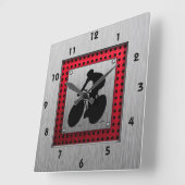 Fietsen; blik van geborsteld metaal vierkante klok (Hoek)