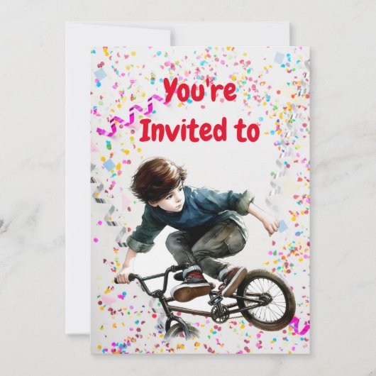 Fietsen BMX Mountain Verjaardag Uitnodiging (Voorkant)