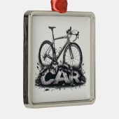 Fietsen boven auto's metalen ornament (Rechts)