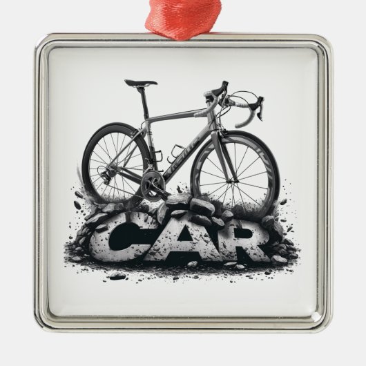 Fietsen boven auto's metalen ornament (Voorkant)
