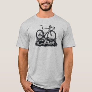 Fietsen boven auto's t-shirt