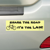 Fietsen, delen de weg, het is de WET! Bumpersticker (Op auto)