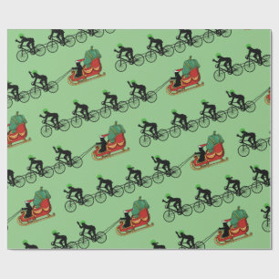 Fietsen die de Slaap van de Kerstman trekken Cadeaupapier