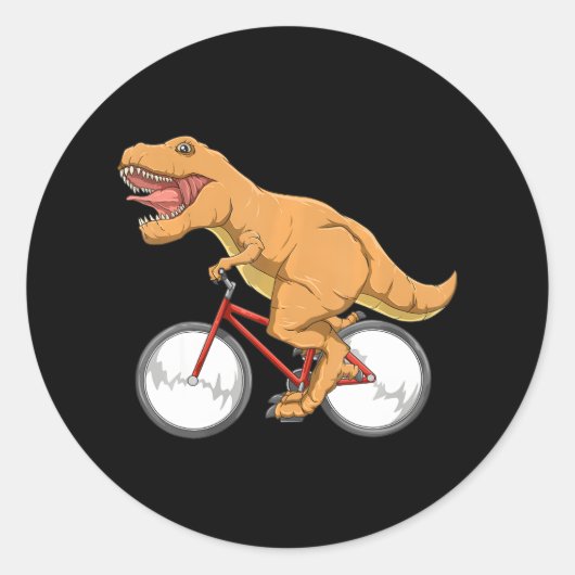 Fietsen Dinosaurus T-Rex Riding Road Bike MTB Ronde Sticker (Voorkant)