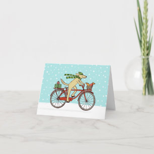 Fietsen Dog en Squirrel Whimsical Happy Holiday Feestdagen Kaart