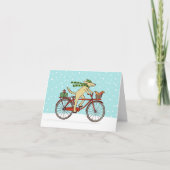Fietsen Dog en Squirrel Whimsical Happy Holiday Feestdagen Kaart (Voorkant)