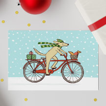 Fietsen Dog en Squirrel Whimsical Happy Holiday