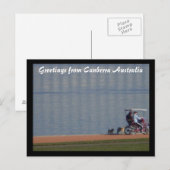 fietsen door het briefkaart van het meer (Voorkant / Achterkant)