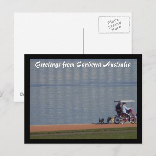 fietsen door het briefkaart van het meer (Voorkant / Achterkant)