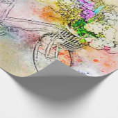 Fietsen en bloemen cadeaupapier (Hoek)