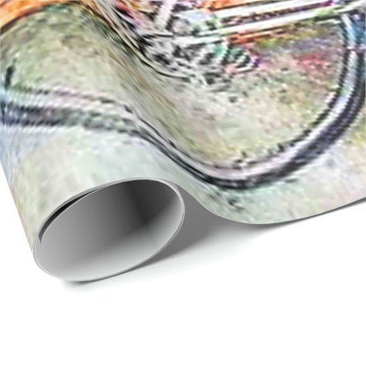 Fietsen en bloemen cadeaupapier (Rol Hoek)