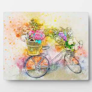 Fietsen en bloemen fotoplaat