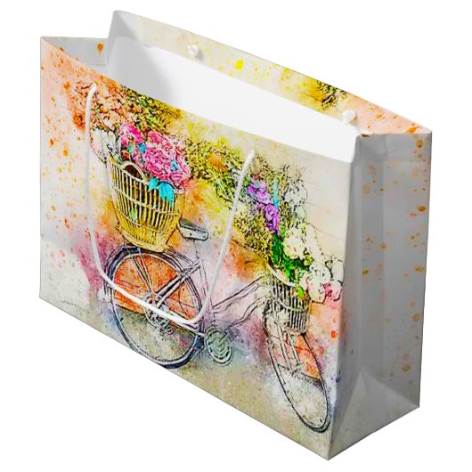 Fietsen en bloemen groot cadeauzakje (Voorkant Gekanteld)