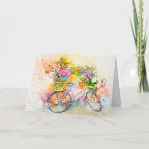Fietsen en bloemen kaart
