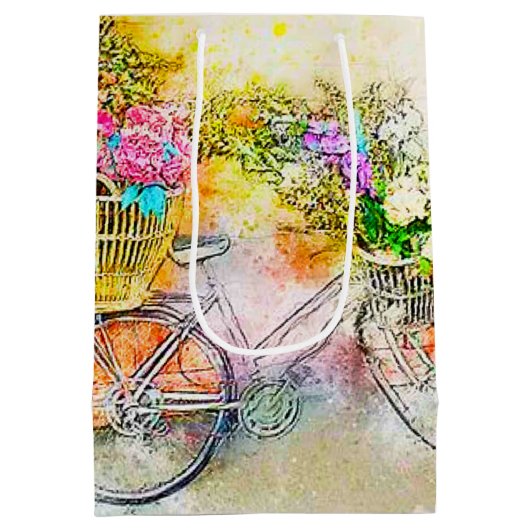 Fietsen en bloemen medium cadeauzakje (Achterkant)