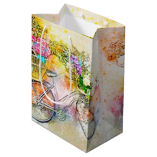 Fietsen en bloemen medium cadeauzakje (Achterkant Gekanteld)