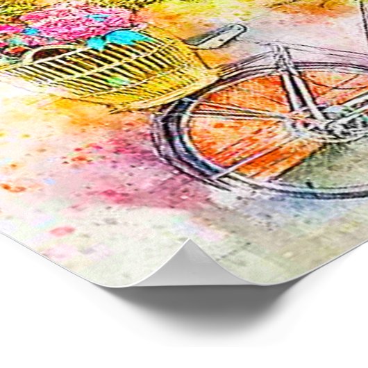 Fietsen en bloemen poster (Hoek)