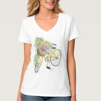 Fietsen en bloemen t-shirt