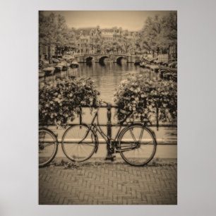 Fietsen en kanalen - Klassiek Amsterdam - Poster