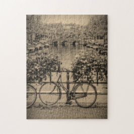 Fietsen en kanalen - Klassiek Amsterdam - Puzzle Legpuzzel