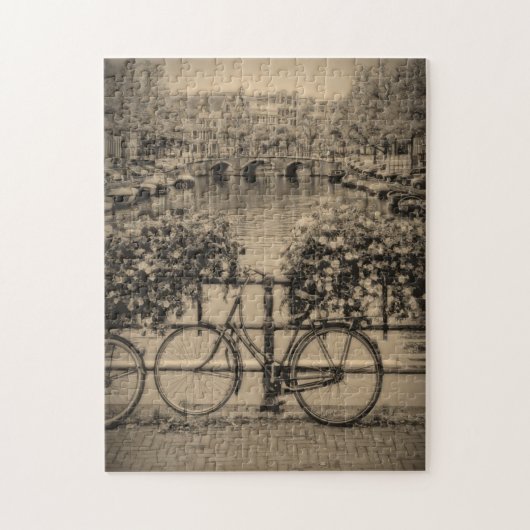 Fietsen en kanalen - Klassiek Amsterdam - Puzzle Legpuzzel (Verticaal)