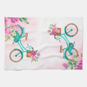Fietsen en roze rozen theedoek (Horizontaal)