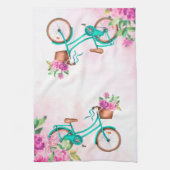 Fietsen en roze rozen theedoek (Verticaal)